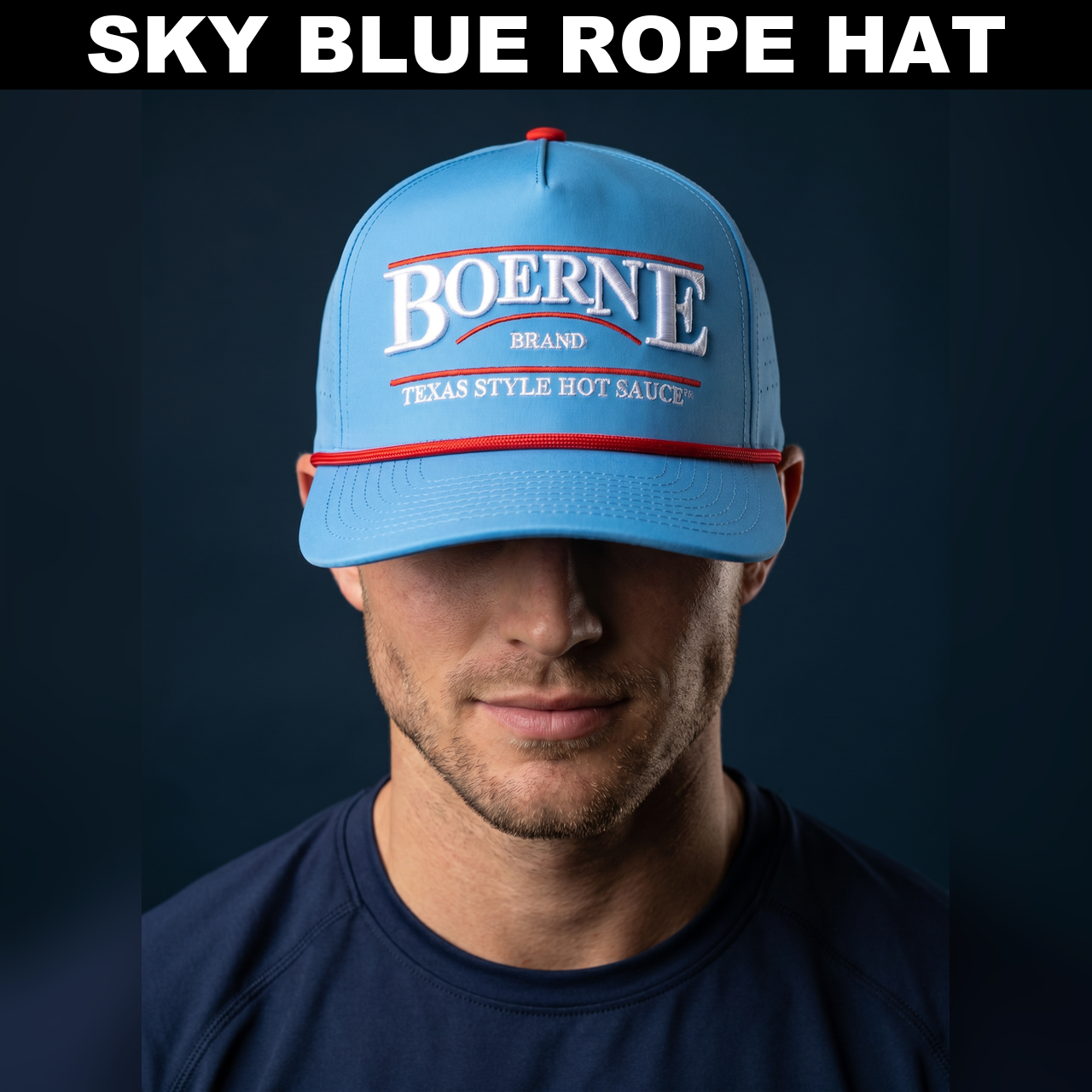 Boerne Brand Sky Blue Rope Performance Hat