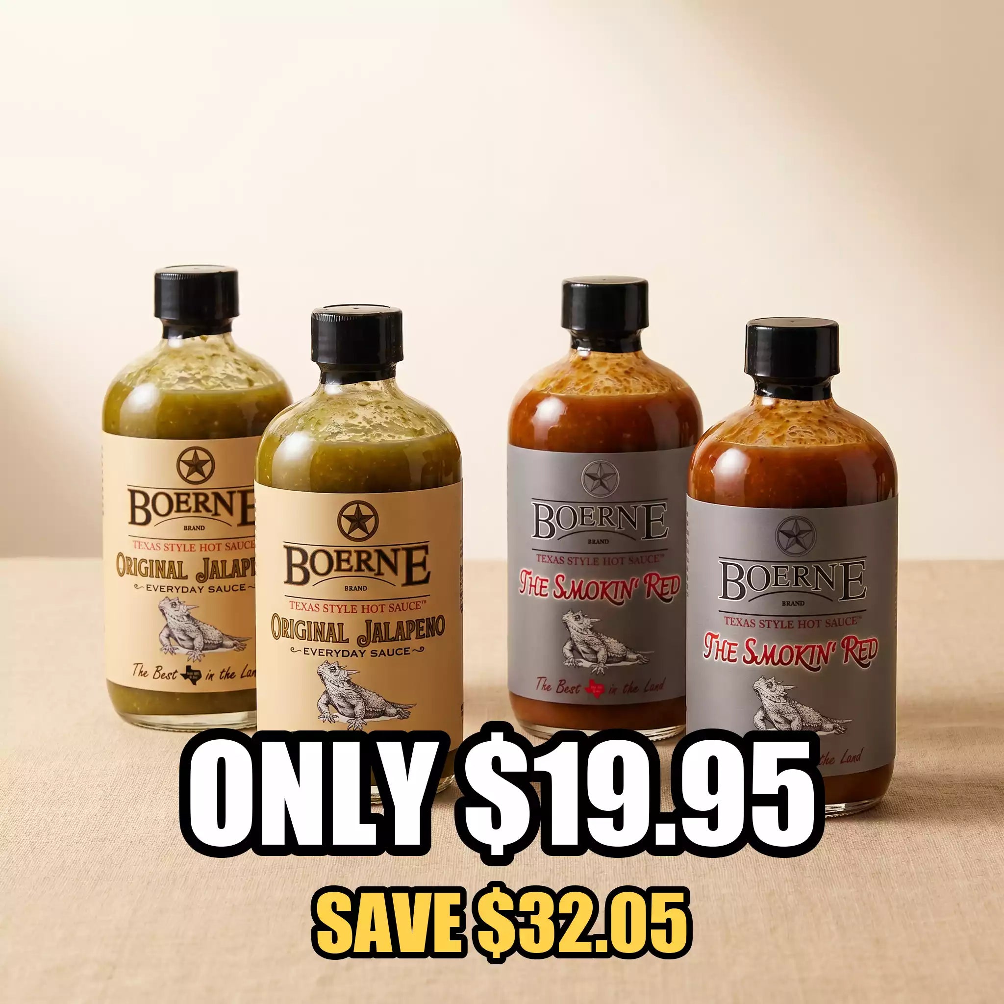 Tasting 4-Pack: 2 Original Jalapeno + 2 Smokin' Red — Only $19.95