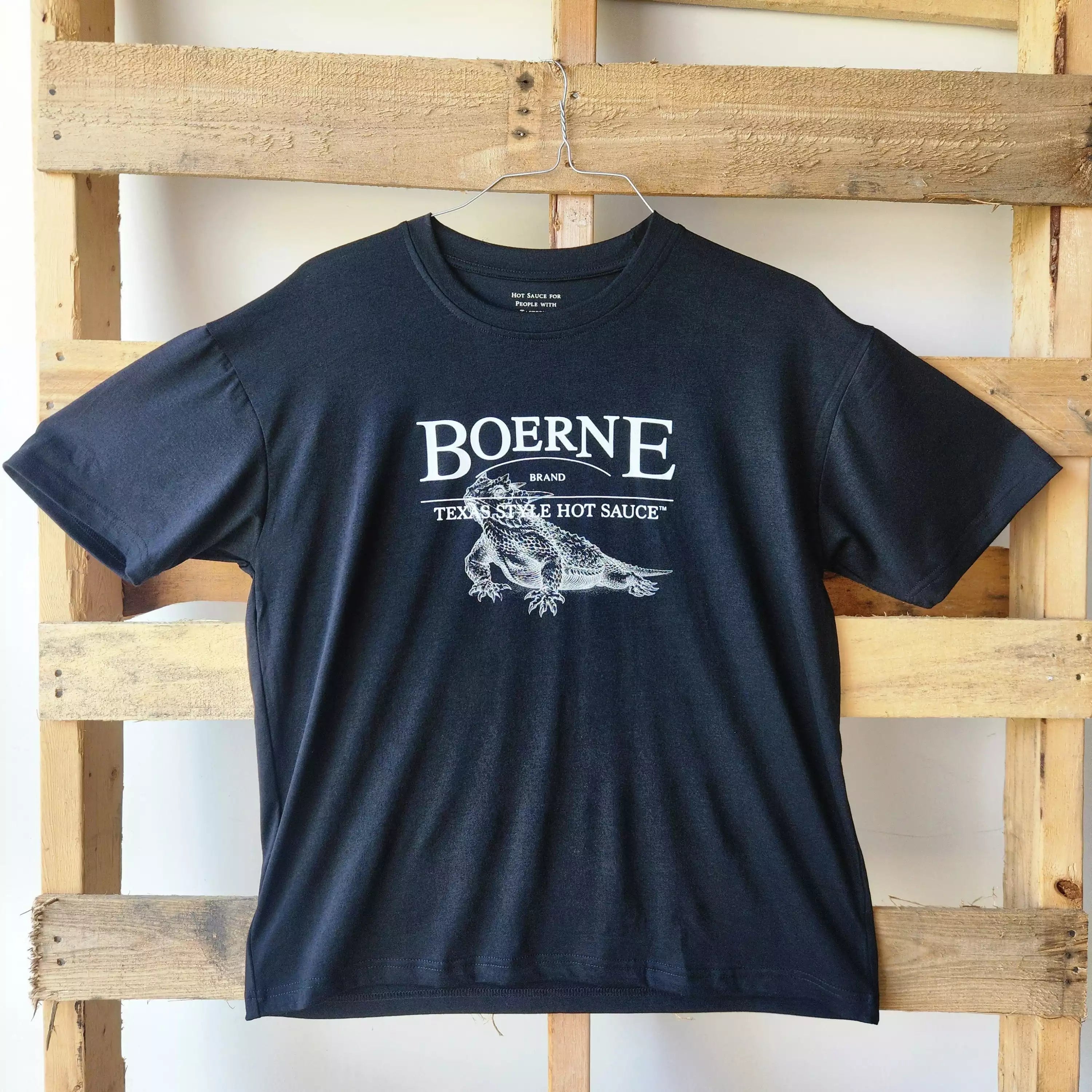 Boerne Texas Style Hot Sauce Shirt (Black) Front