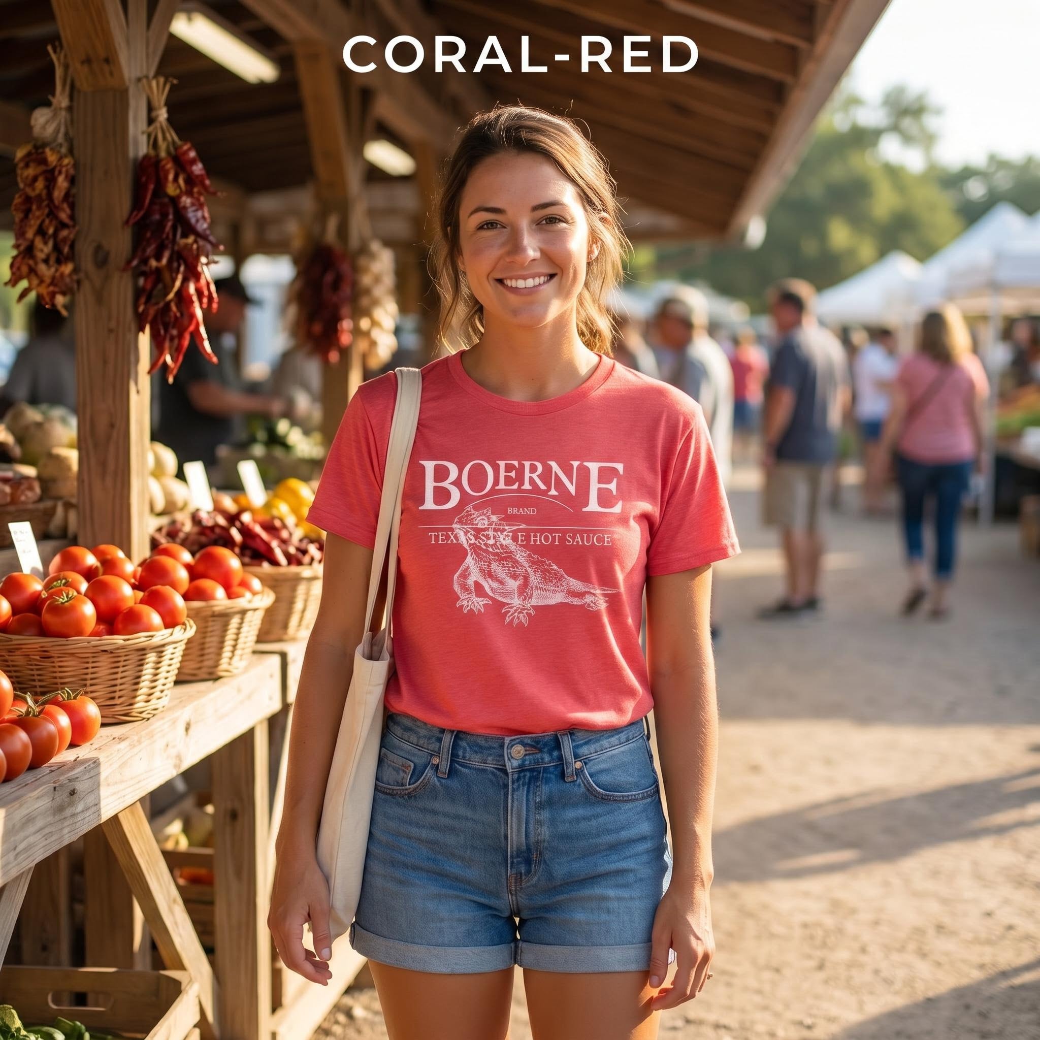 Texas CORAL-RED Hot Sauce Agent Shirt on model