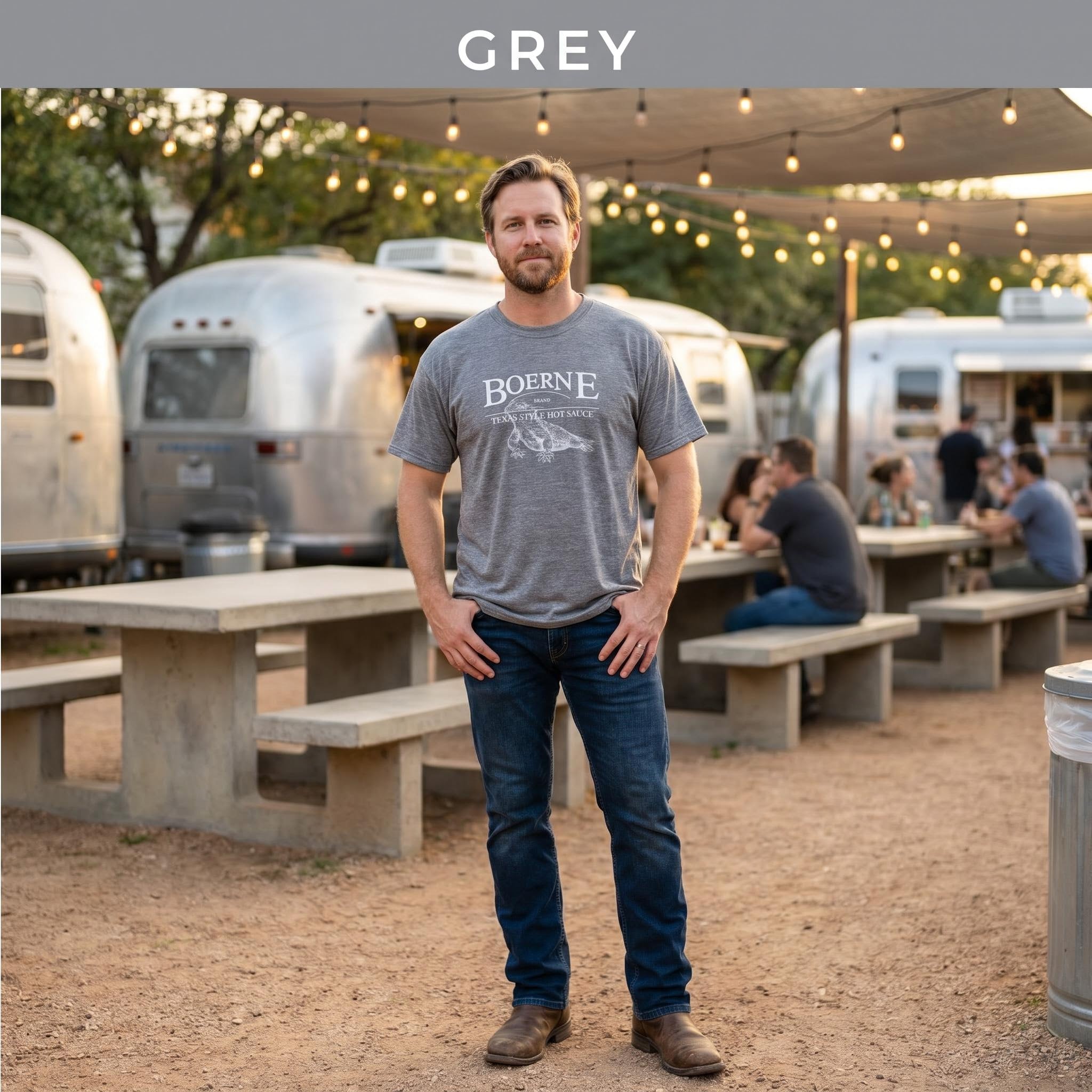 Texas GREY Hot Sauce Agent Shirt on model